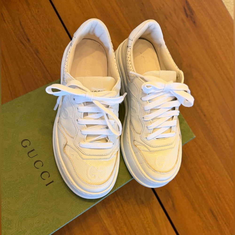 Gucci GG Embossed Leather Sneakers - Picture 7 of 8